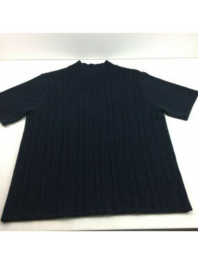 Sag Harbor Womens Black Cable Knit 3/4 Sleeve Sweater Size Medium